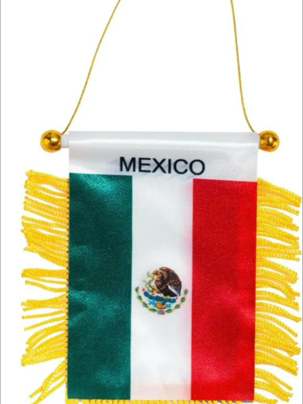 Mexico Mini Banner Car Flag with Gold Fringe - Pack of 2